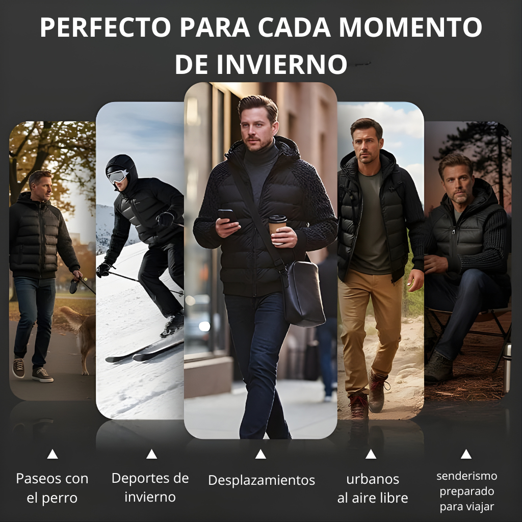 Cortavientos acolchado con capucha para hombre