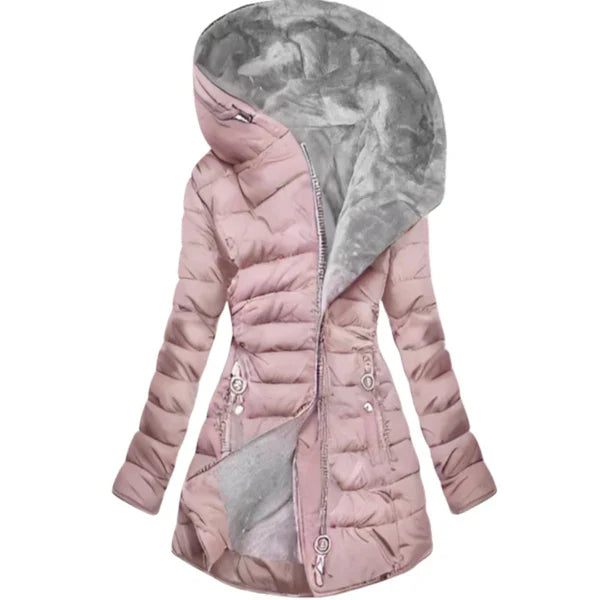 Chaqueta de plumas elegante con capucha extragrande