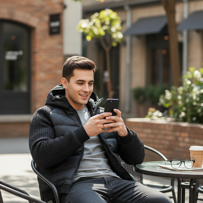 Cortavientos acolchado con capucha para hombre